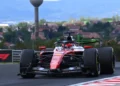 Ferrari’s Charles Leclerc leads Red Bull’s Max Verstappen before suffering mechanical problem