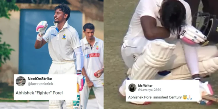 Fans react as Abishek Porel breaks down after smashing a brilliant century in Ranji Trophy 2026-27