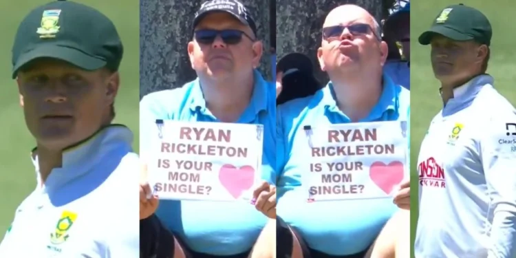 WATCH: Ryan Rickelton’s reaction to a fan’s cheeky ‘Is your mom single?’ banner goes viral in 3rd Test