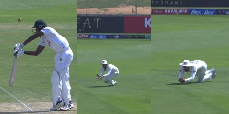 WATCH: Zia-ur-Rehman takes a splendid diving catch to dismiss Ebadot Hossain in AFG vs BAN one-off Test